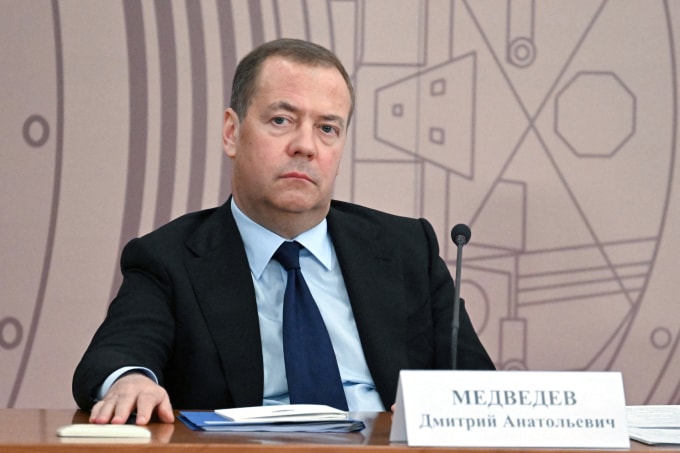 Phó chủ tịch Hội đồng An ninh Nga Dmitry Medvedev tại Dubna, Nga, hồi tháng 6/2024. Ảnh: Reuters