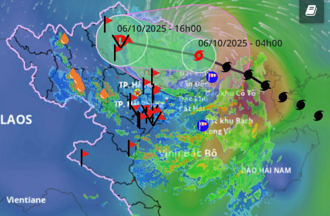 Dự báo đường đi và khu vực ảnh hưởng của bão. Ảnh: Hệ thống giám sát thiên tai Việt Nam