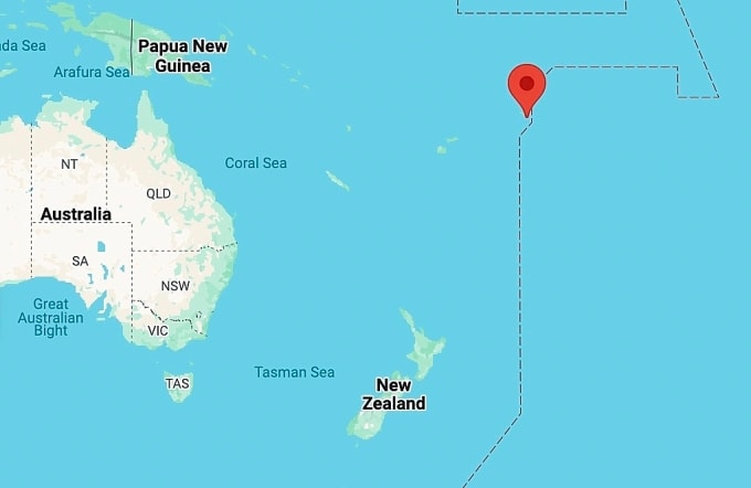 Vị trí New Zealand và đảo Upolu của Samoa (chấm đỏ). Đồ họa:Google Maps