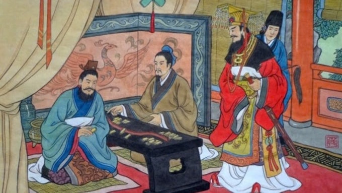 Tranh vẽ cuộc đấu trí giữa Lỗ Ban và Mặc Tử. Ảnh: Sound Of Hope