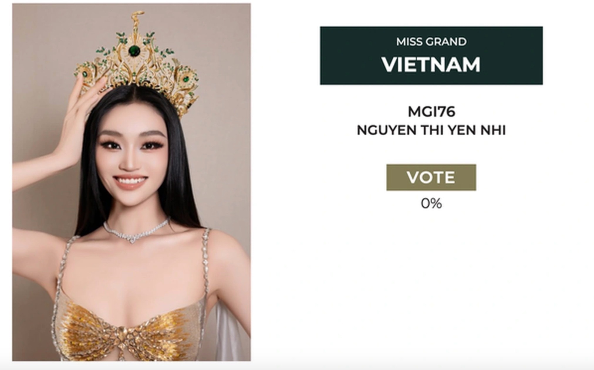 Yến Nhi hiện không được ai bình chọn tại giải
