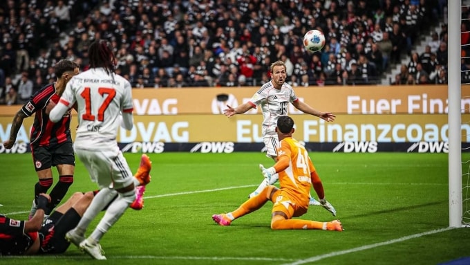 Kane ghi bàn trong trận Bayern thắng chủ nhà Frankfurt 3-0 ở vòng 6 Bundesliga ngày 4/10/2025. Ảnh: FC Bayern