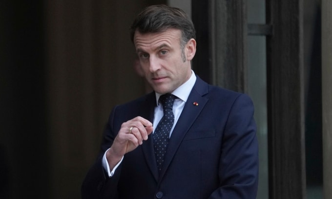 Tổng thống Pháp Emmanuel Macron tại Paris ngày 19/2. Ảnh: AP