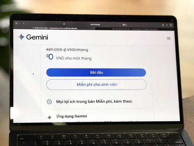 Trang thông báo tặng tài khoản của Google. Ảnh: Lưu Quý
