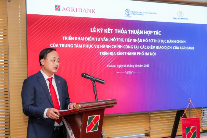 Ông Tô Huy Vũ, Chủ tịch Hội đồng thành viên Agribank phát biểu tại lễ ký kết. Ảnh: Agribank