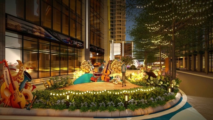 Phối cảnh sân khấu âm nhạc ngoài trời tại phân khu Capital State của Capital Square. Ảnh: CĐT