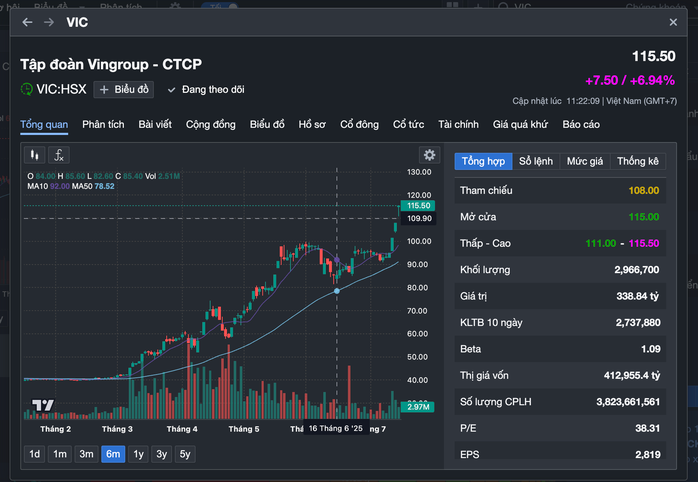 Cổ phiếu VIC tăng trần giúp VN - Index lập đỉnh mới trong thị trường chứng khoán - Ảnh 2.