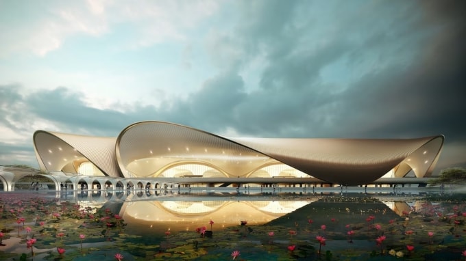Bản vẽ sân bay Navi lấy cảm hứng từ hoa sen ở Mumbai. Ảnh: Adani Airport Holdings Limited
