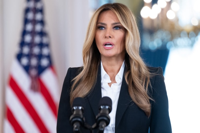 Đệ nhất phu nhân Melania Trump phát biểu tại Nhà Trắng ngày 10/10. Ảnh: AFP