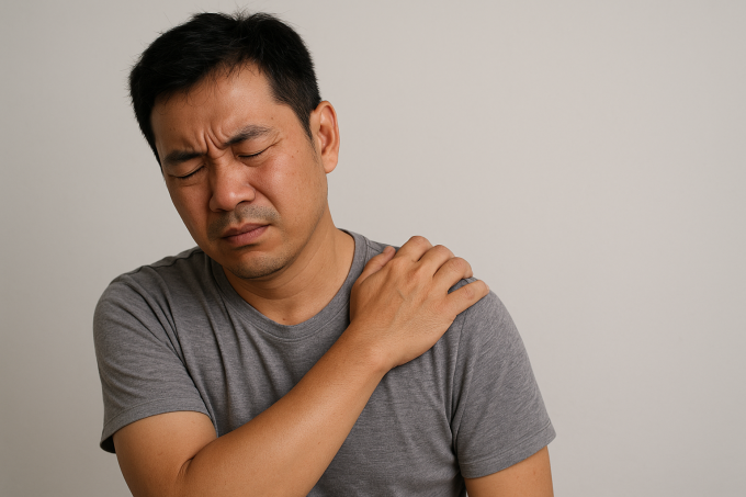 Đau vai kéo dài cũng có thể là dấu hiệu cảnh báo ung thư phổi. Ảnh minh họa: AI