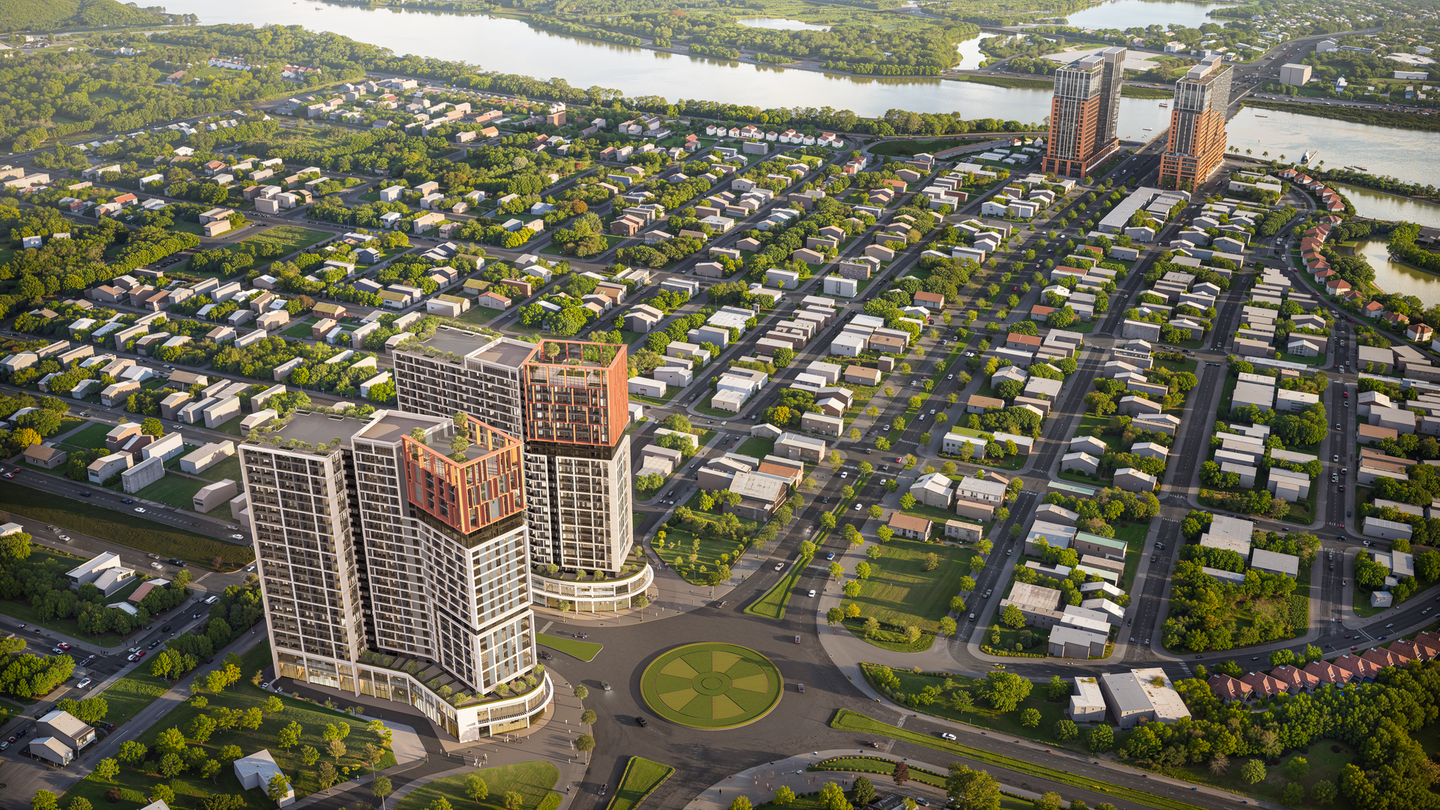 Cora Tower với vị trí chiến lược ngay trung tâm đô thị Sun NeO City. (Ảnh phối cảnh: Sun Property)