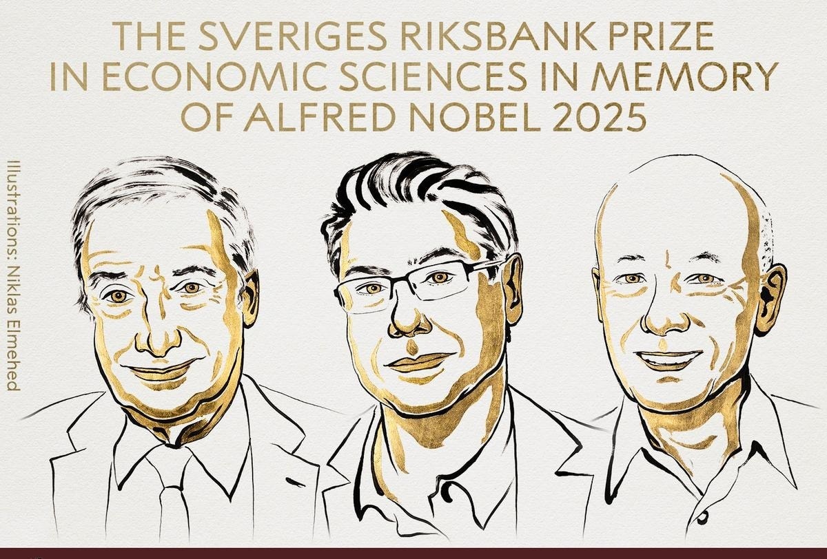 Joel Mokyr, Philippe Aghion và Peter Howitt giành giải Nobel Kinh tế năm 2025 vì