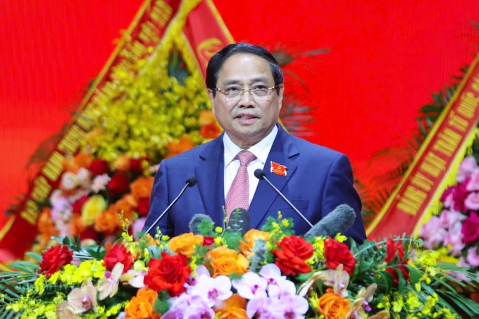 Thủ tướng Phạm Minh Chính phát biểu khai mạc Đại hội. Ảnh: Hoàng Phong