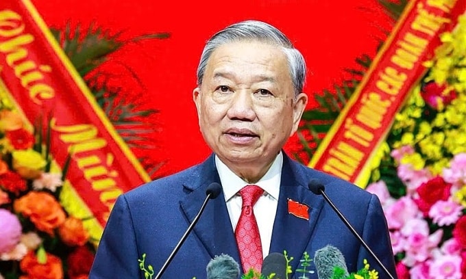 Tổng Bí thư Tô Lâm phát biểu chỉ đạo tại Đại hội Đảng bộ Chính phủ nhiệm kỳ 2025-2030 sáng 13/10. Ảnh: VGP