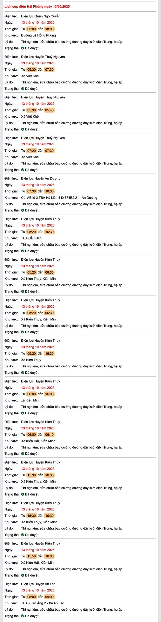 Tra cứu lịch cắt điện Hải Phòng hôm nay Thứ 2 ngày 13/10/2025- Ảnh 1. Tra cứu lịch cắt điện Hải Phòng hôm nay Thứ 2 ngày 13/10/2025- Ảnh 1.