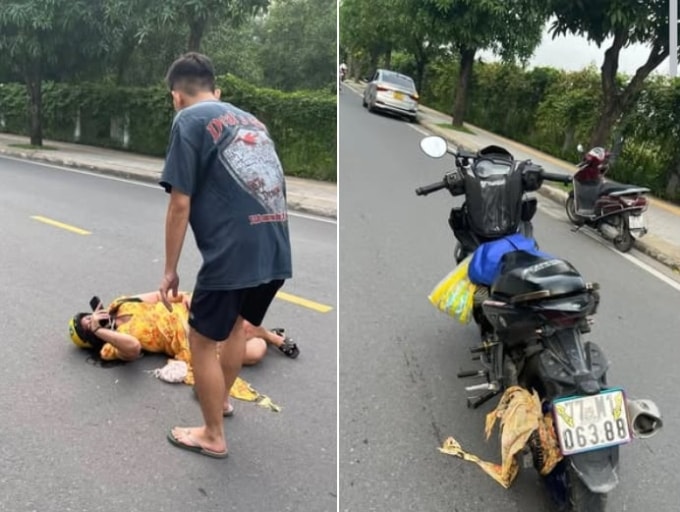 Người phụ nữ mặc váy dài bị cuốn vào xích xe máy ngã ra đường tại TP HCM.