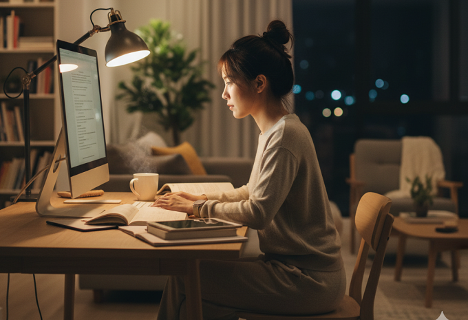 Sử dụng ánh sáng xách tay giúp tỉnh táo hơn. Ảnh được tạo bởi AI