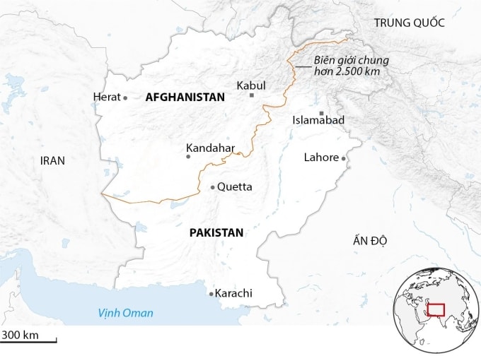 Vị trí Afghanistan và Pakistan. Đồ họa: Guardian