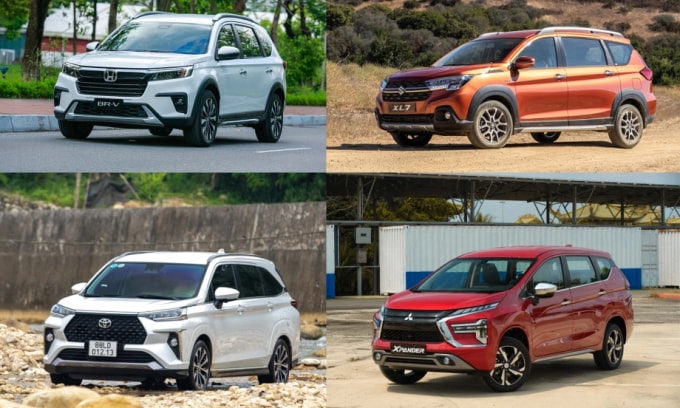 Các dòng MPV từ trái qua phải: BR-V, XL7, Veloz, Xpander. Ảnh: Lương Dũng, Suzuki, TMV, MMV