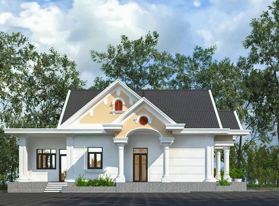 Nhà 2 mái trước sau đơn giản. (Ảnh: Vinavic)