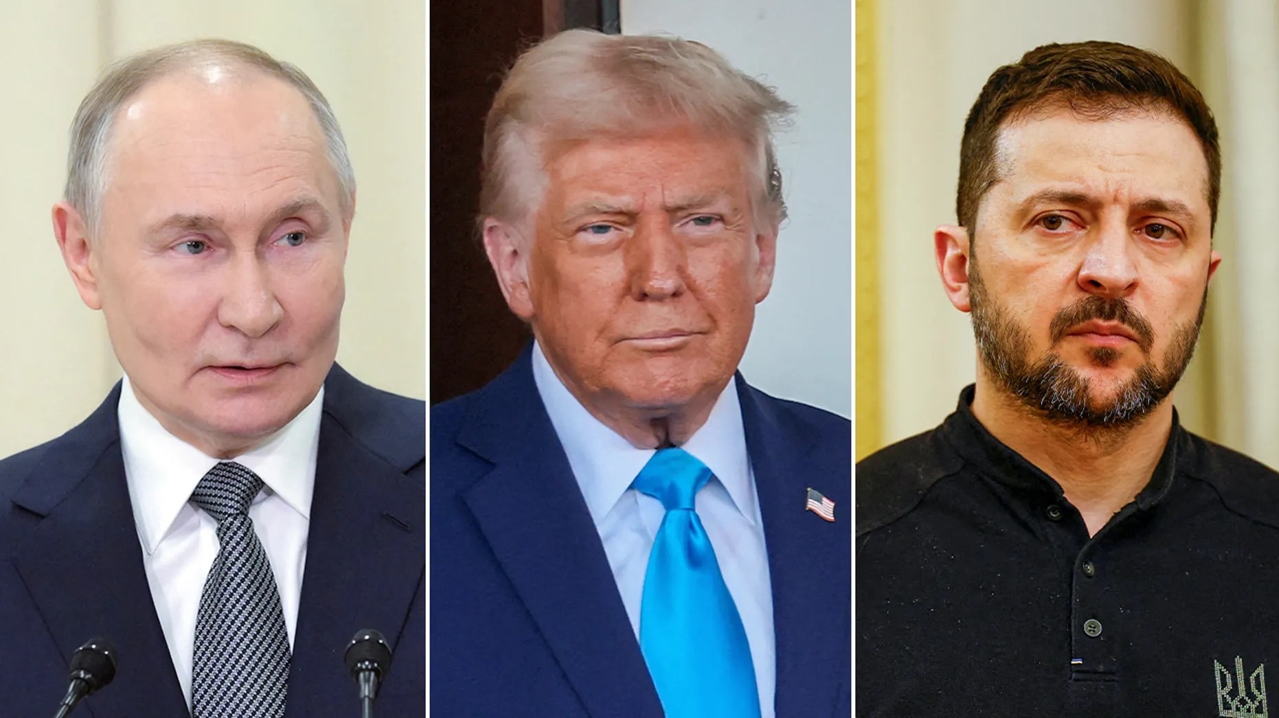 Ba vị tổng thống Nga Putin, Mỹ Trump và Ukraine Zelensky. (Nguồn: Fox News)