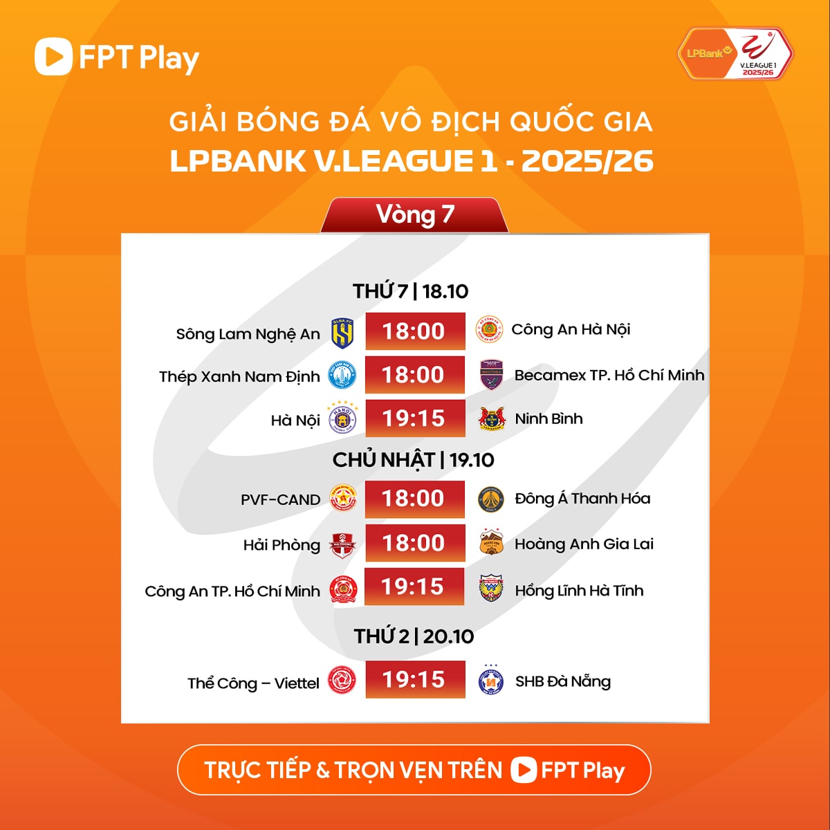 Lịch thi đấu vòng 7 V.League