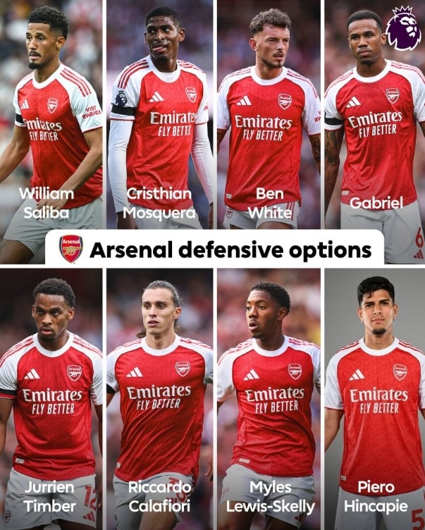 8 lựa chọn ở hàng hậu vệ Arsenal mùa này. Ảnh: Premier League