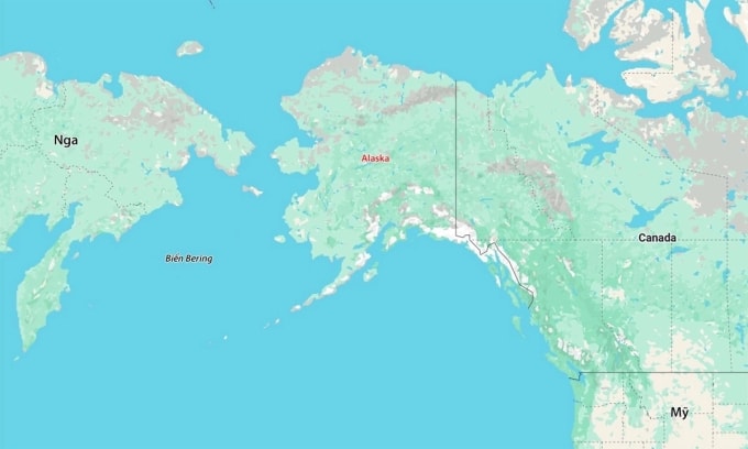 Vị trí Nga và Alaska. Đồ họa: Google Maps