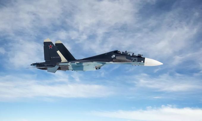 Tiêm kích Su-30SM Nga trong cuộc diễn tập của Hạm đội Biển Đen ở vùng Krasnodar năm 2018. Ảnh: RIA Novosti