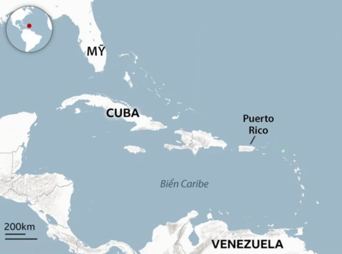 Vị trí Venezuela, vùng biển Caribe và Mỹ. Đồ họa: BBC