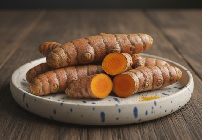 Tinh chất curcumin trong nghệ có tác dụng chống viêm, chống oxy hóa. Ảnh được tạo bởi AI