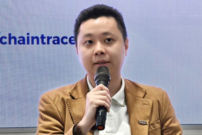 Trần Huyền Dinh, chủ nhiệm dự án ChainTracer - đơn vị tham gia truy vết dòng tiền số trong vụ án AntEx liên quan tới Shark Bình. Ảnh: Trọng Đạt
