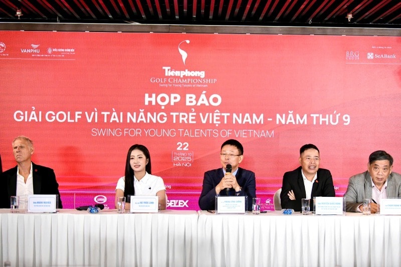 Buổi lễ họp báo giải Tiền Phong Golf Championship 2025. Ảnh: Như Ý