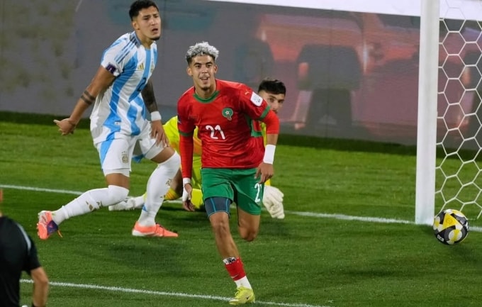 Zabiri mừng bàn ấn định thắng lợi 2-0 cho Morocco trước Argentina ở chung kết U20 World Cup 2025. Ảnh: AFP