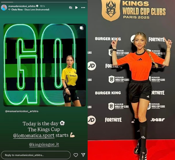 Manuela Nicolosi đảm nhận vai trò trọng tài cho Kings League.