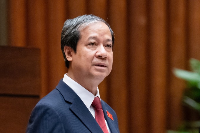 Bộ trưởng Giáo dục và Đào tạo Nguyễn Kim Sơn tại Quốc hội. Ảnh: Hoàng Phong