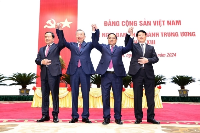 Từ trái: Chủ tịch Quốc hội Trần Thanh Mẫn, Tổng Bí thư Tô Lâm, Thủ tướng Phạm Minh Chính, Chủ tịch nước Lương Cường. Ảnh: TTXVN