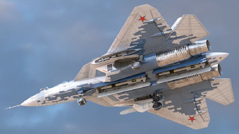 Chiến đấu cơ Su-57 với khoang chứa vũ khí. Ảnh Reddit