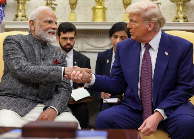 Tổng thống Mỹ Donald Trump và Thủ tướng Ấn Độ Narendra Modi tại Nhà Trắng tháng 2/2025. Ảnh: AFP