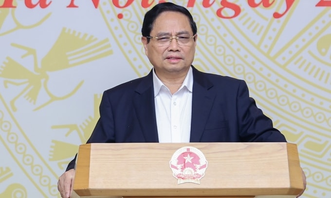 Thủ tướng Phạm Minh Chính phát biểu tại hội nghị về nhà ở xã hội, ngày 24/10. Ảnh: VGP