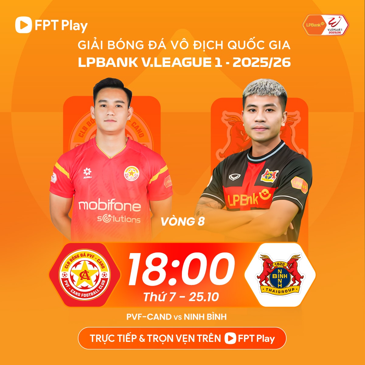 PVF CAND đấu với Ninh Bình ở vòng 8 V.League 2025-2026.