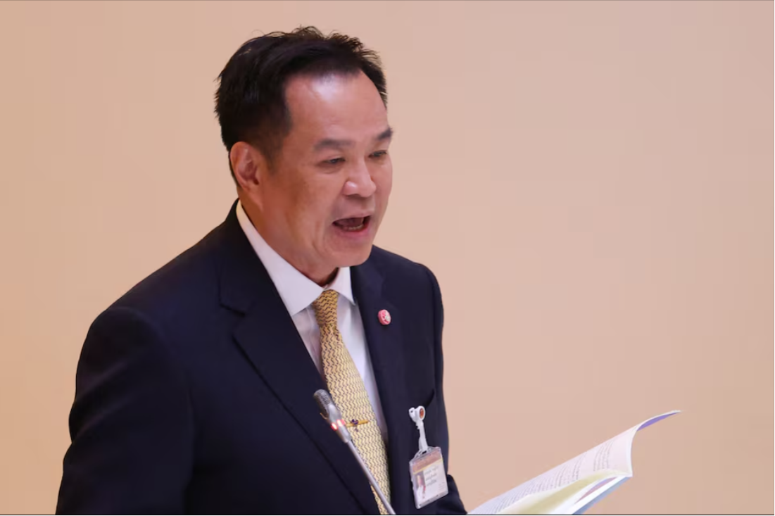 Thủ tướng Thái Lan Anutin Charnvirakul trình bày các tuyên bố chính sách của Hội đồng Bộ trưởng trước quốc hội, tại tòa nhà quốc hội, ở Bangkok, Thái Lan, ngày 29/9/2025. (Ảnh: Reuters)
