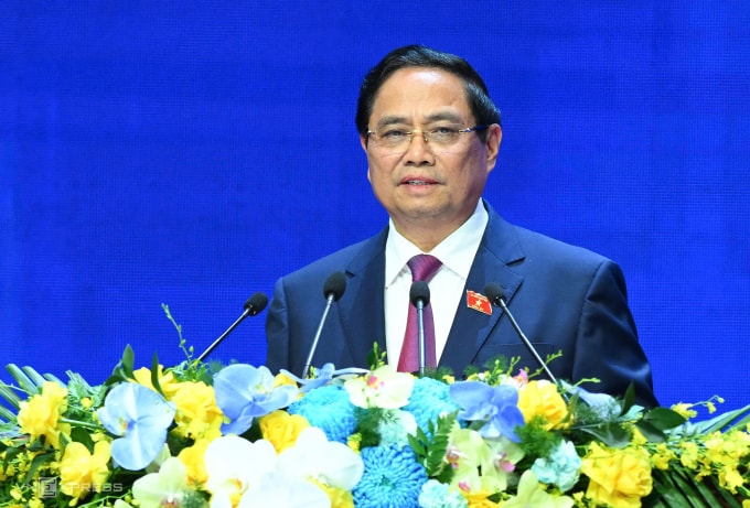 Thủ tướng Phạm Minh Chính phát biểu trong phiên thảo luận cấp cao chiều 25/10. Ảnh: Giang Huy