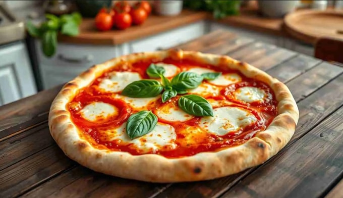Pizza margherita gồm sốt cà chua và phô mai. Ảnh: Cooking Italians