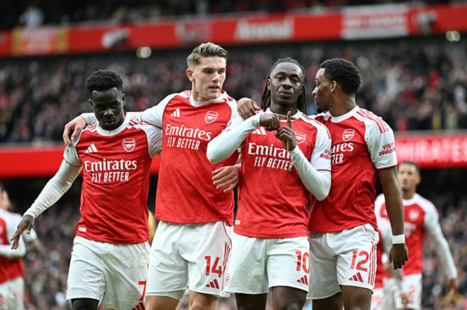 Eberechi Eze mừng bàn trong trận Arsenal thắng Crystal Palace 1-0 ở vòng 9 Ngoại hạng Anh trên sân Emirates, London, Anh ngày 26/10/2025. Ảnh: Arsenal FC