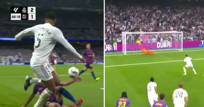 Tình huống dẫn đến phạt đền cho Real, nhưng Mbappe sút hỏng.