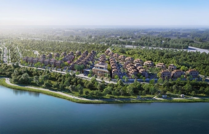 Phối cảnh phân khu thấp tầng Orchard Mansion ven hồ. Ảnh: Sycamore