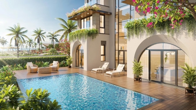 Phối cảnh bể bơi tại biệt thự. Ảnh: Eras Land