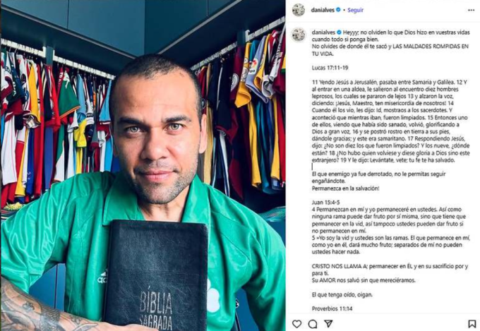 Một bài đăng của Dani Alves trên Instagram. Ảnh: Instagram / Dani Alves