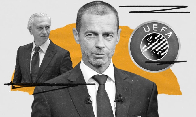 Chủ tịch Liên đoàn Bóng đá Moskva, ông Alexander Dyukov (trái) là thành viên ban điều hành UEFA, dưới trướng Chủ tịch UEFA Aleksander Ceferin. Ảnh: Guardian